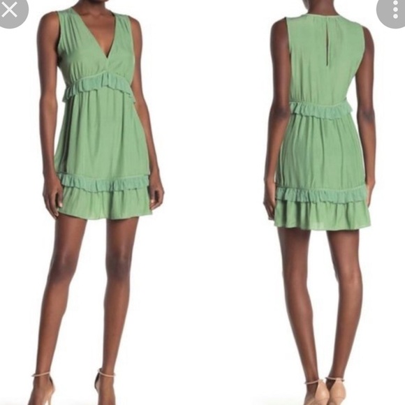 Ramy Brook Dresses & Skirts - Ramy Brook light green V Neck Merida Ruffle Dress Size 8